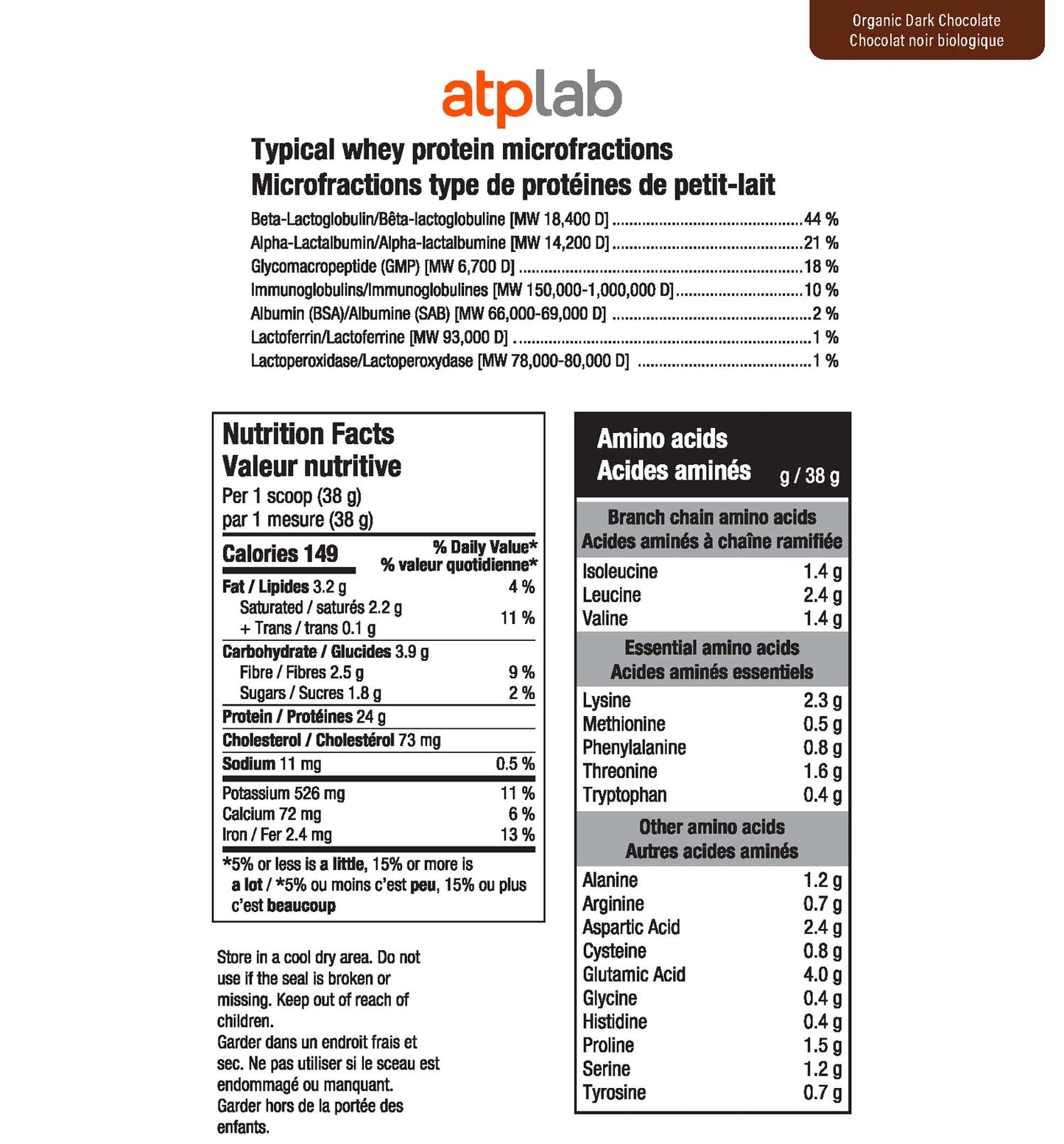 ATP Lab - Grass Fed Whey Organic Protein Dark Chocolate 1.8kg (Large)